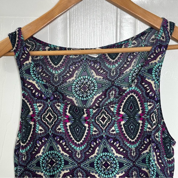 Dream Fields Boho Crochet Fringe Tank Top L Geometric Mandala Festival - Picture 4 of 8